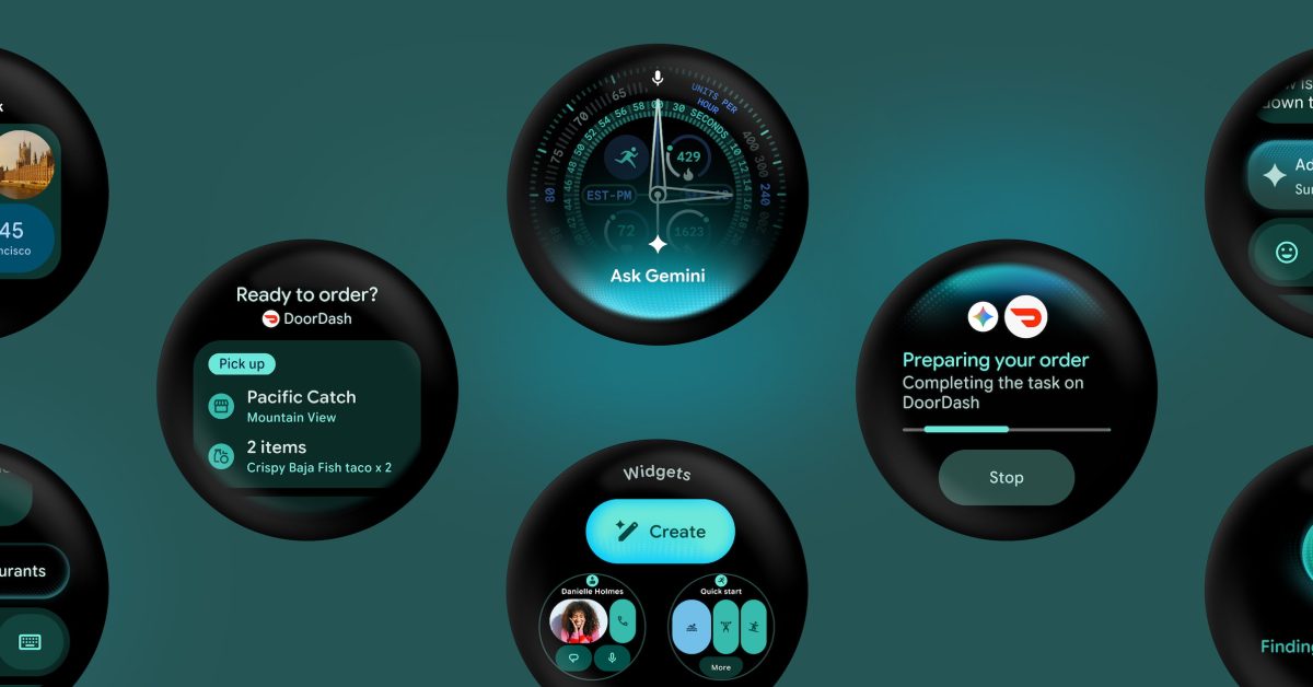 Новый дизайн оверлеев Gemini для Wear OS на смарт-часах