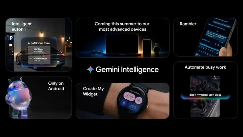 Иллюстрация функций ИИ Gemini Intelligence от Google для Android-смартфонов