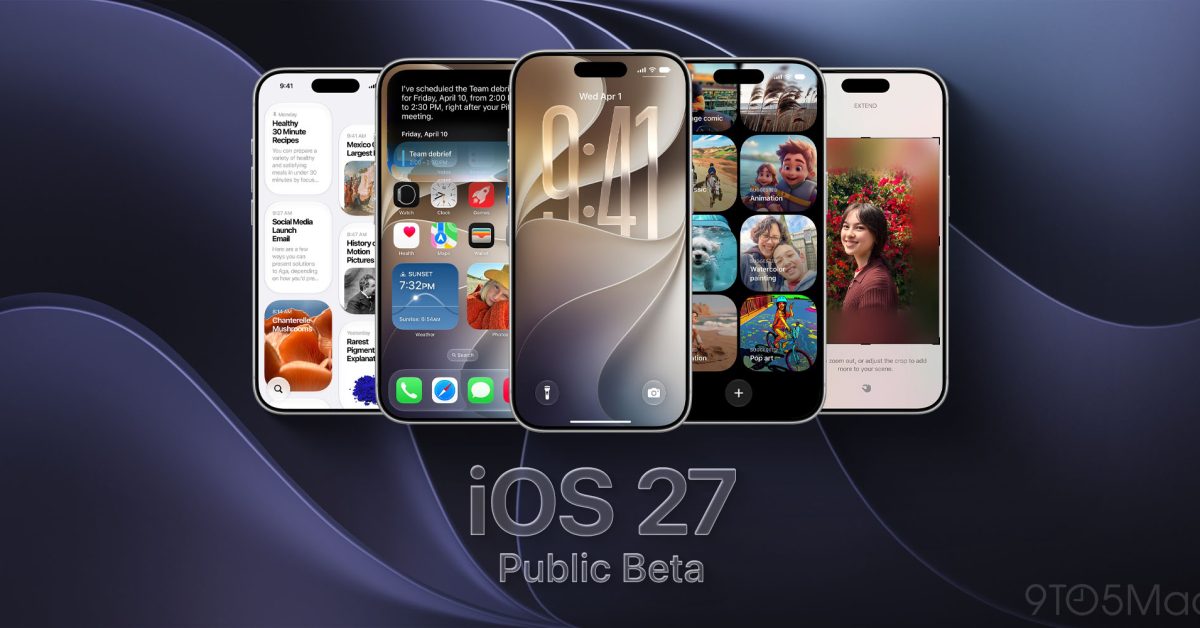 Логотип Apple с обновлениями для iOS 27, iPadOS 27, macOS 27 и tvOS 27.