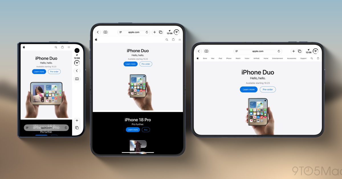 Логотип Apple на фоне внешнего экрана iPhone Duo Логотип Apple на фоне внешнего экрана iPhone Duo