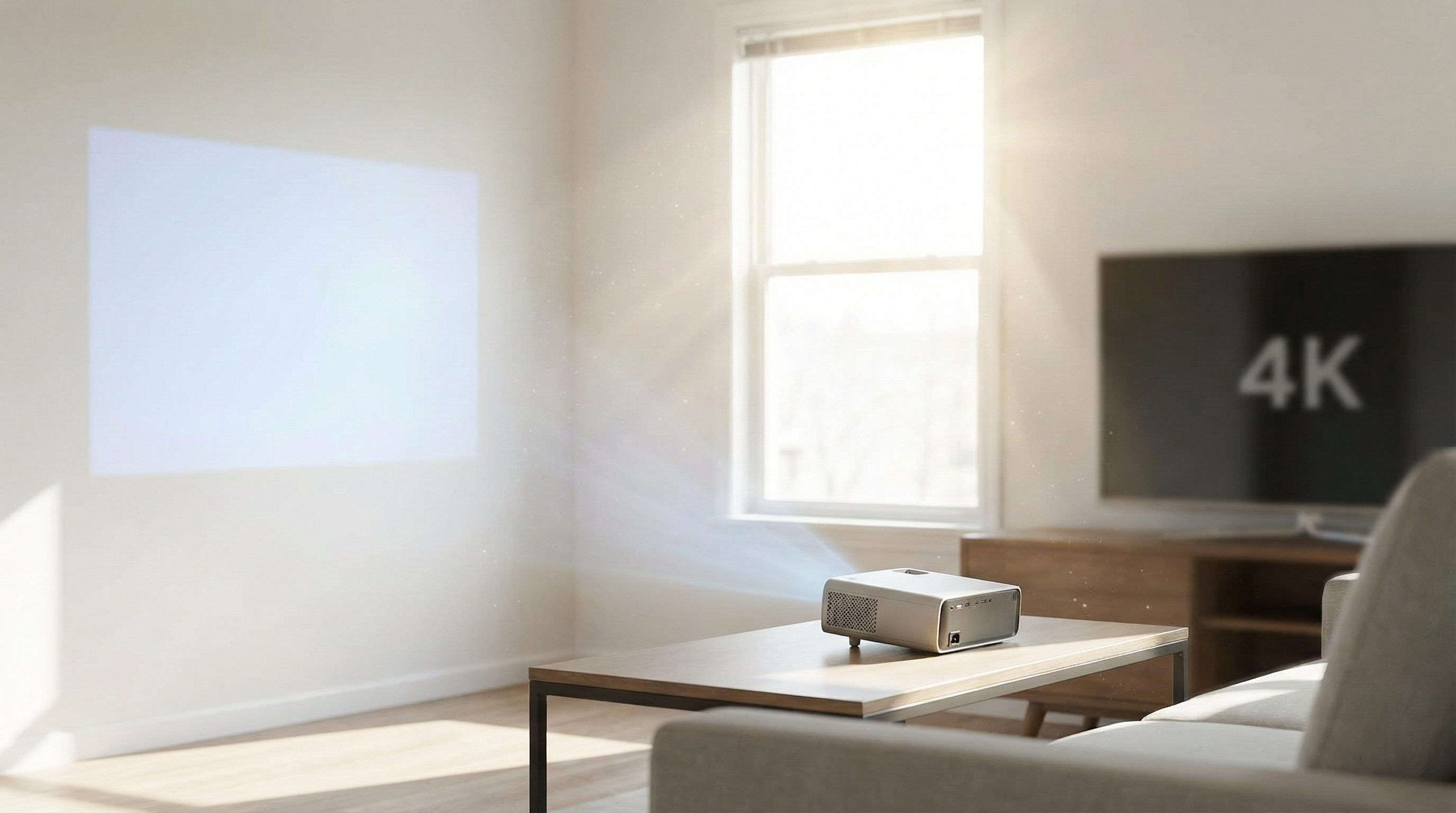 Проектор с 4K во время дневного просмотра